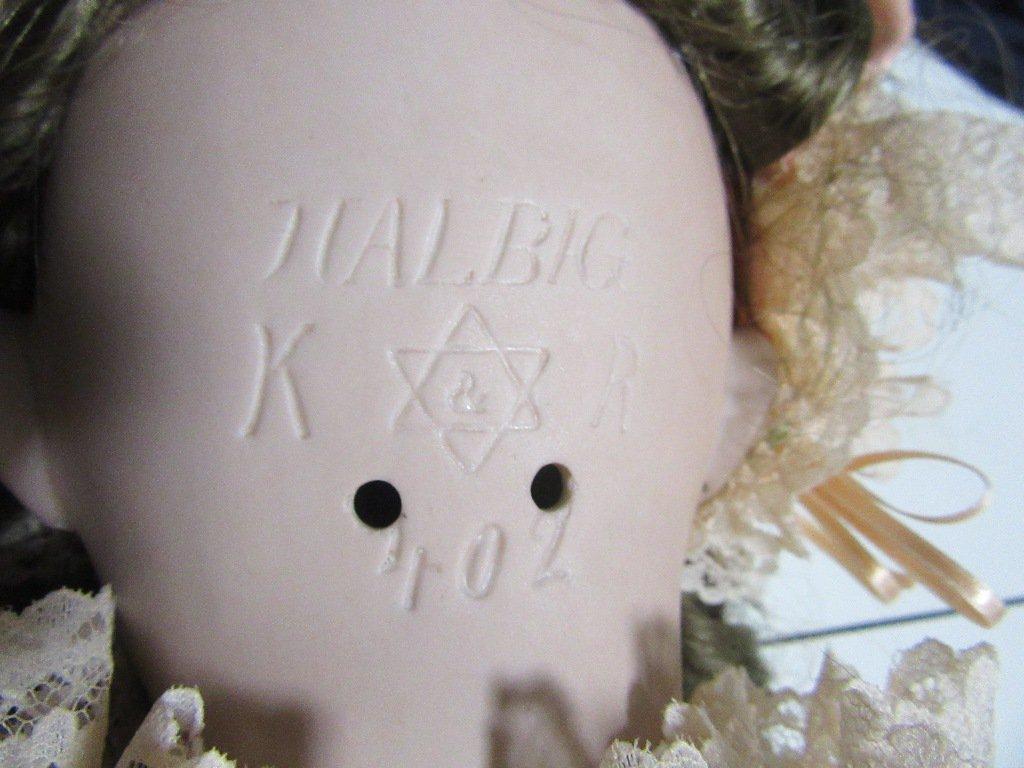 HALBIG BABY DOLL, ANTIQUE, COMPOSITION, HAIRLINE FRACTURE ON RIGHT SIDE OF FACE