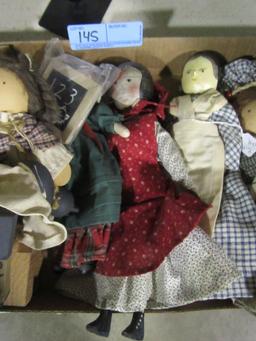 5 ASSORTED WOOD DOLLS