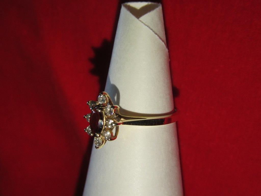 DIAMOND & RUBY 14K RING