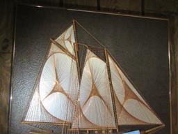 CARL REED STRING ART THREE DIMENSIONAL BOAT PICTURE