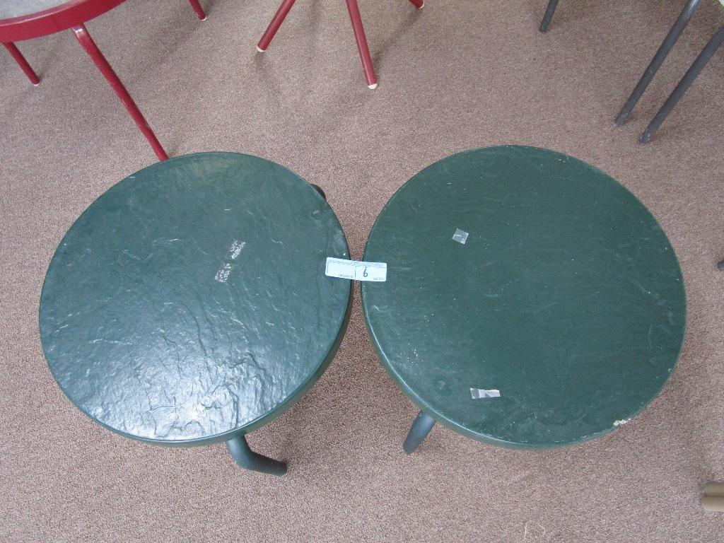 PAIR OF LIGHTWEIGHT GREEN SNACK TABLES