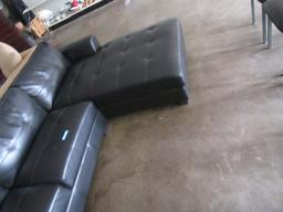 BLACK FAUX LEATHER SECTIONAL SOFA