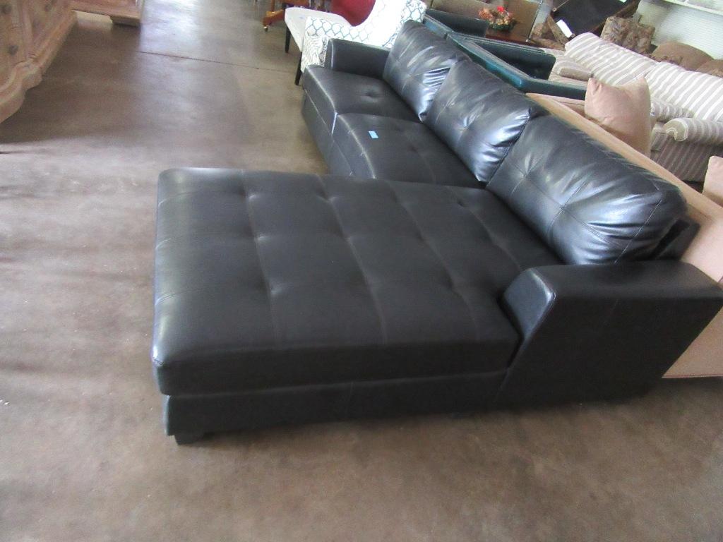 BLACK FAUX LEATHER SECTIONAL SOFA