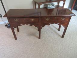 HENREDON DARK OAK TWO DRAWER SOFA TABLE