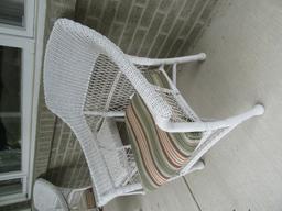 3 PIECE WICKER SET INCLUDING TABLE AND 2 ARMCHAIRS