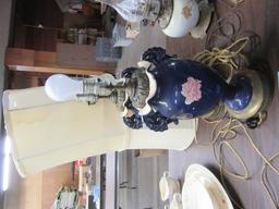 2 HAND PAINTED CERAMIC LAMPS