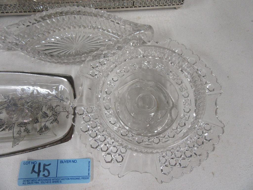 ASSORTED GLASS AND CHROME CANDY DISHES