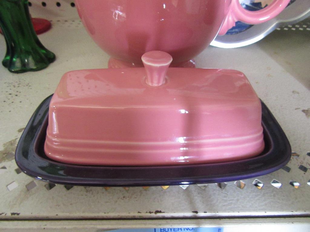 FIESTA BUTTER DISH AND TEAPOT