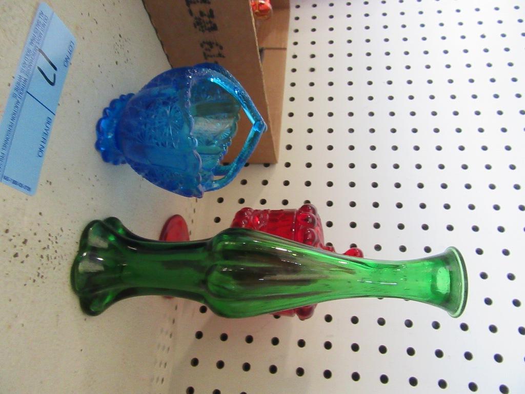 3 ASSORTED COLORED GLASS PIECES