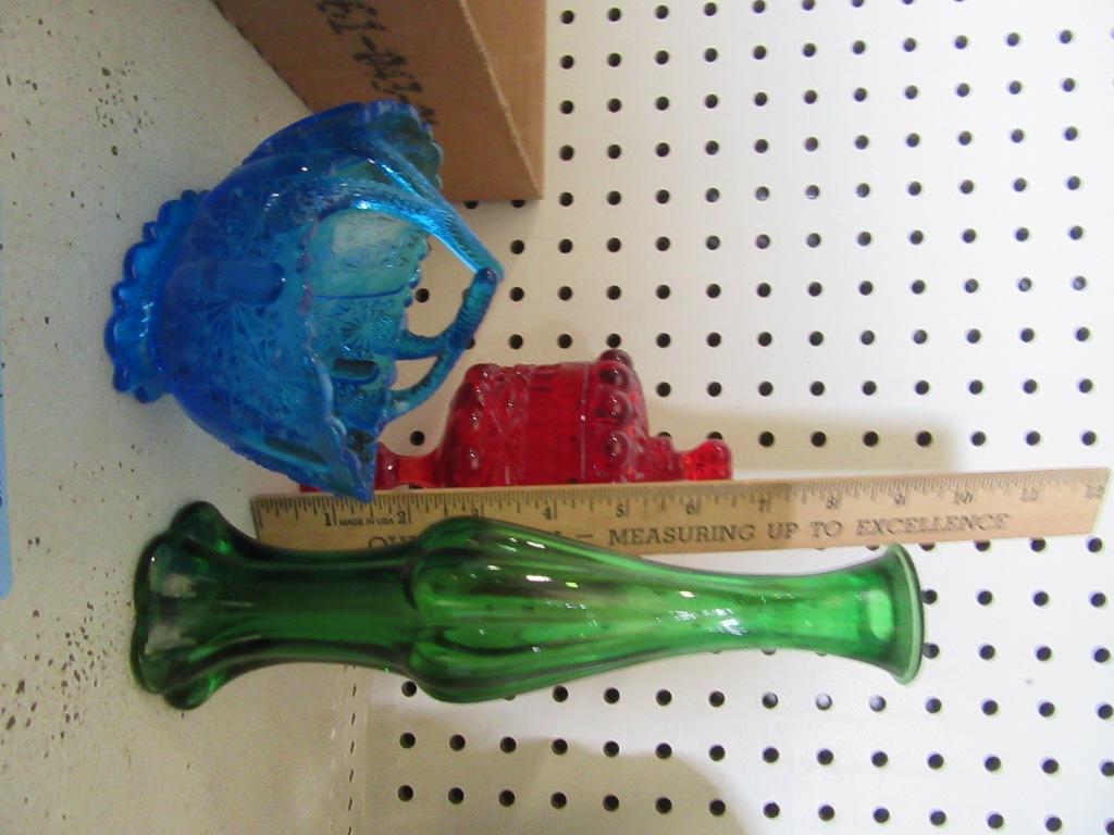 3 ASSORTED COLORED GLASS PIECES