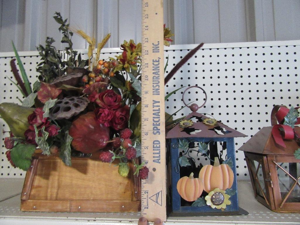 DECORATIVE ITEMS - TIN LANTERNS AND FALL FLORAL