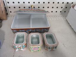 ORIENTAL STYLE COVERED CARD BOX AND ETC