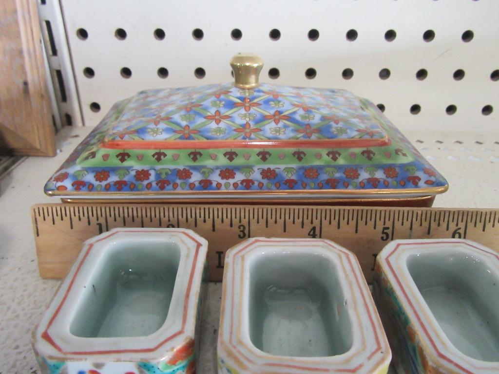 ORIENTAL STYLE COVERED CARD BOX AND ETC