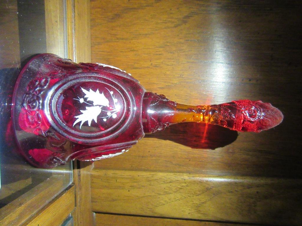 HAND-PAINTED CRANBERRY FENTON BELL