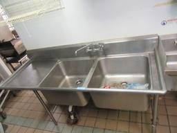 79" TWO BAY STAINLESS STEEL SINK. BRING TOOLS FOR REMOVAL