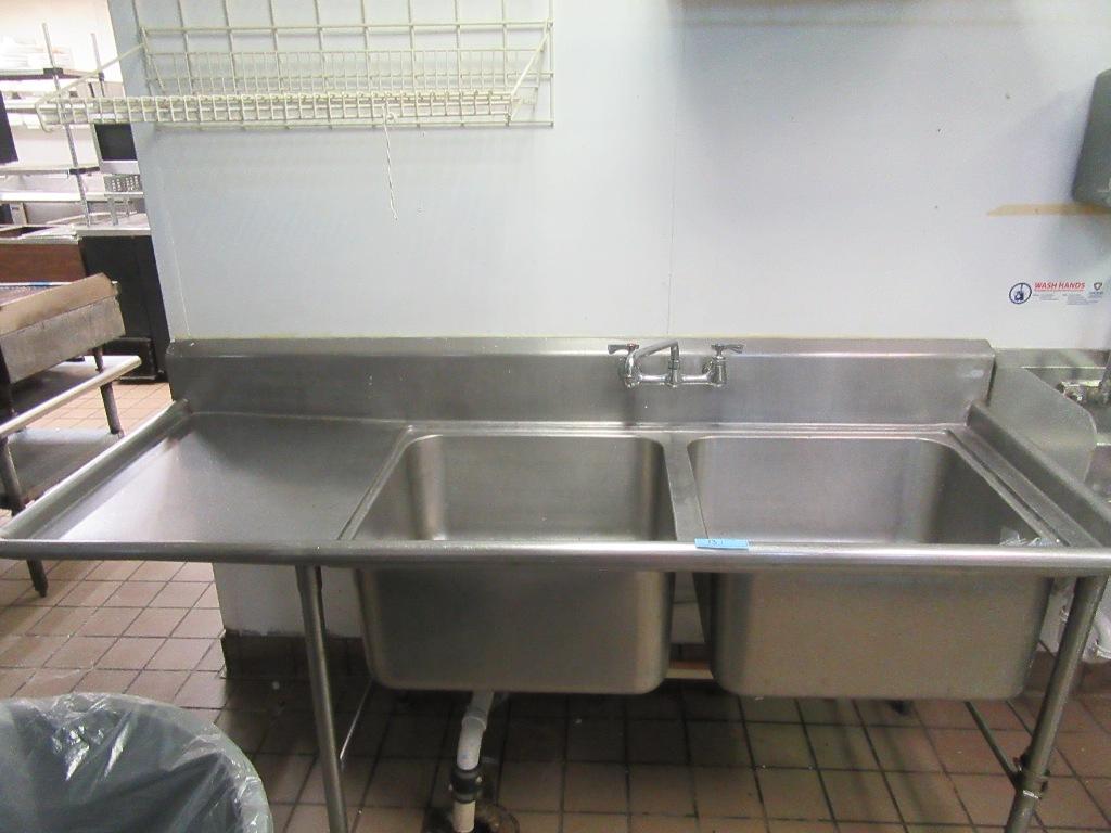 79" TWO BAY STAINLESS STEEL SINK. BRING TOOLS FOR REMOVAL