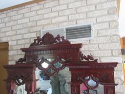 THREE SECTION WALL MIRROR WITH MARBLE BASE