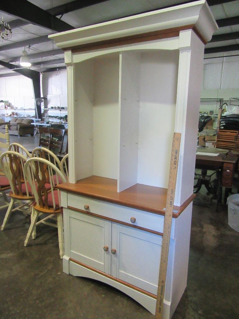 PAINTED CABINET WITH WOVEN STYLE DOOR FRONTS