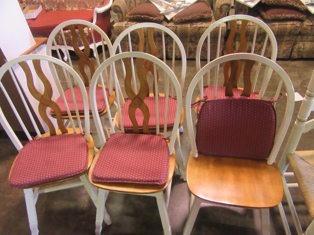 6 PAINTED KITCHEN CHAIRS