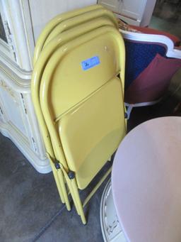 4 YELLOW METAL FOLDING CHAIRS