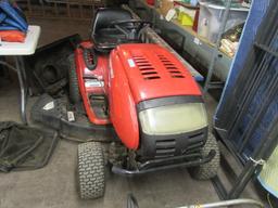 TROY-BILT 21 HORSEPOWER 46" CUT LAWN TRACTOR WITH BAGGER, THATCHER, AND PED