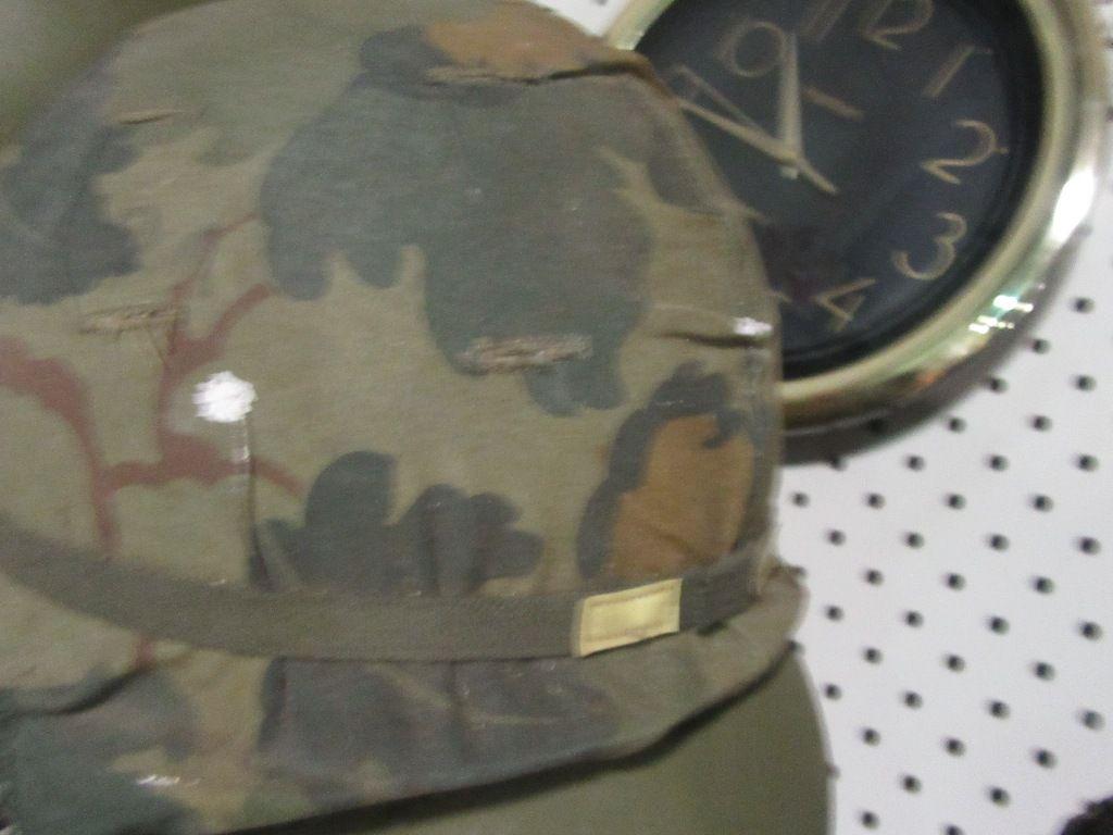 SOLDIER HELMET LINER WITH STEEL TOP, COVER,. AND CHIN STRAP
