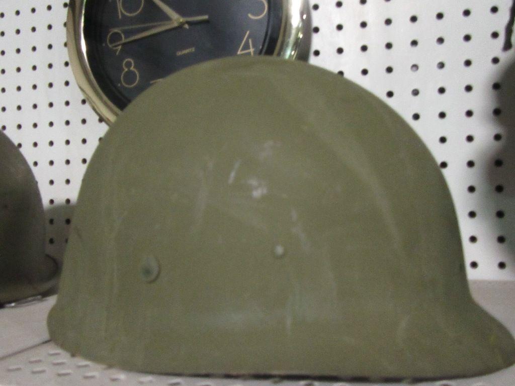 SOLDIER HELMET LINER WITH STEEL TOP, COVER,. AND CHIN STRAP