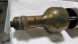 LARGE BRASS STEAM WHISTLE. NO NUMBERS. DO NOT KNOW IF IT IS COMPLETE. 22-1/2" tall