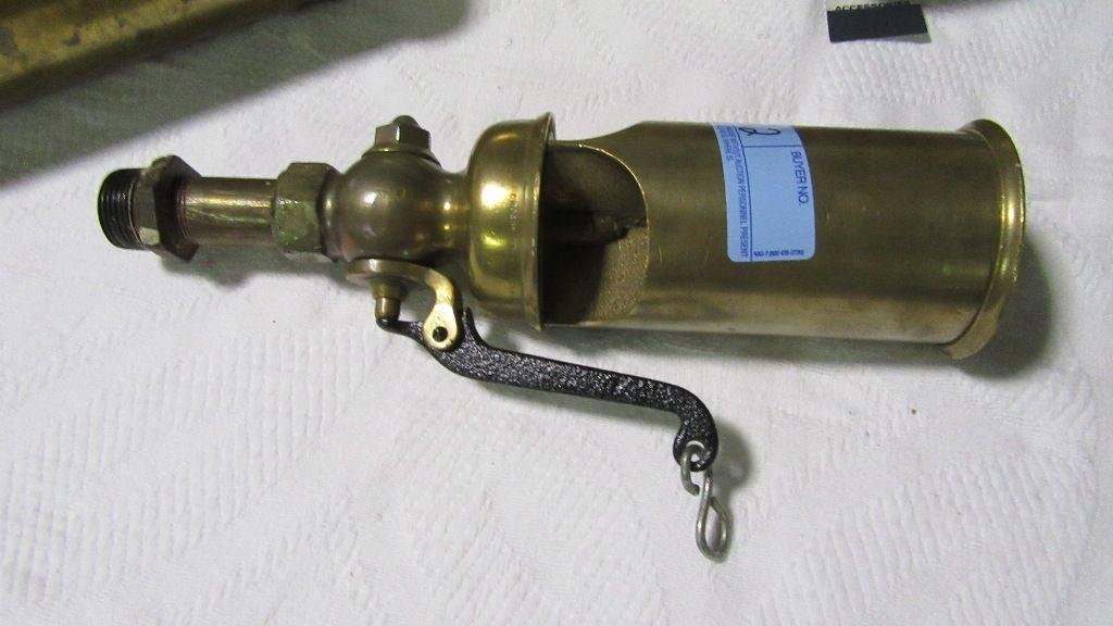 SMALL BRASS STEAM WHISTLE NUMBER 144 BY CROSBY STEAM GAGE AND VALVE COMPANY. 14" tall