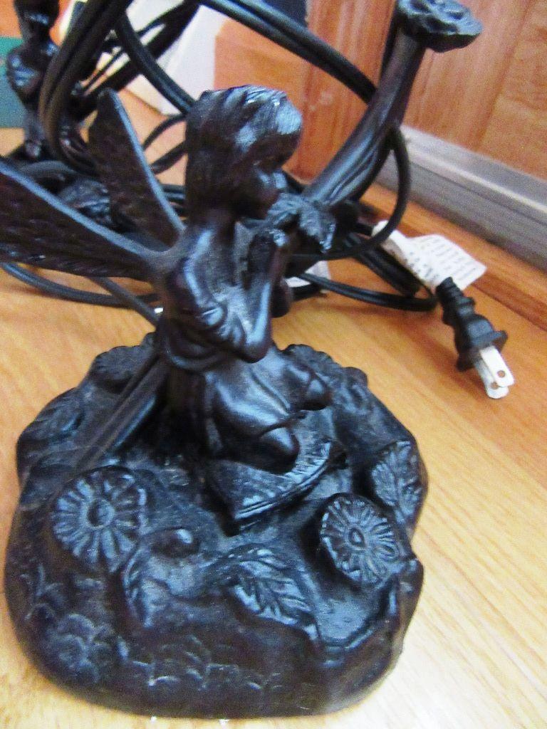 PAIR OF HEAVY METAL CHERUB LAMPS