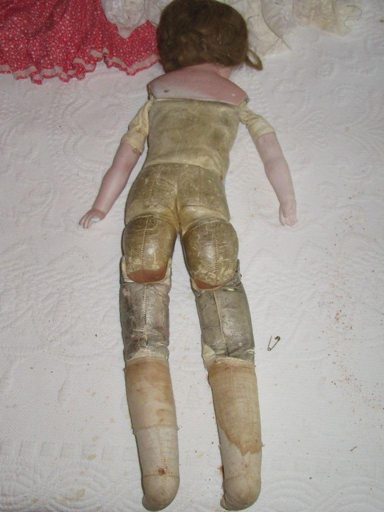 MADE IN GERMANY DOLL NUMBER A-6-M THEODORE. LEATHER AND SAWDUST JOINTED APP