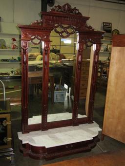 VERY ORNATE DECORATIVE FLOOR MIRROR