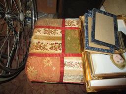 FOOTSTOOL & ASSORTED PICTURE FRAMES