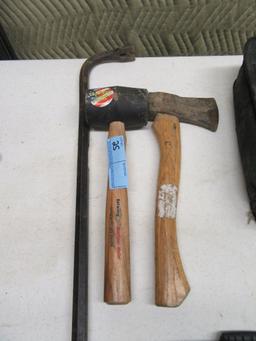 CROWBAR, HATCHET, AND RUBBER MALLET