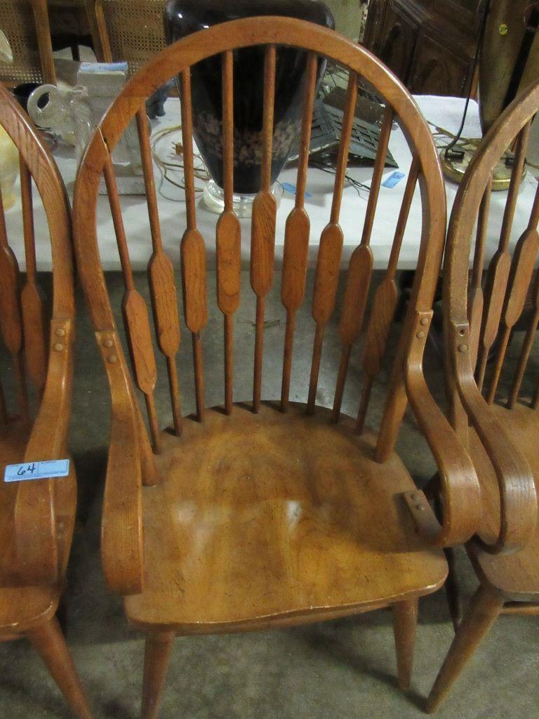 4 HEAVY OAK ARMCHAIRS