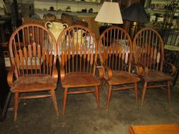 4 HEAVY OAK ARMCHAIRS