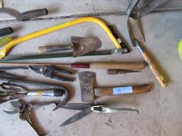 VARIETY OF HAND TOOLS INCLUDING SNIPPERS, CLIPPERS, ETC