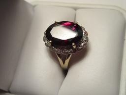 14 KARAT GARNET? AND DIAMOND? RING