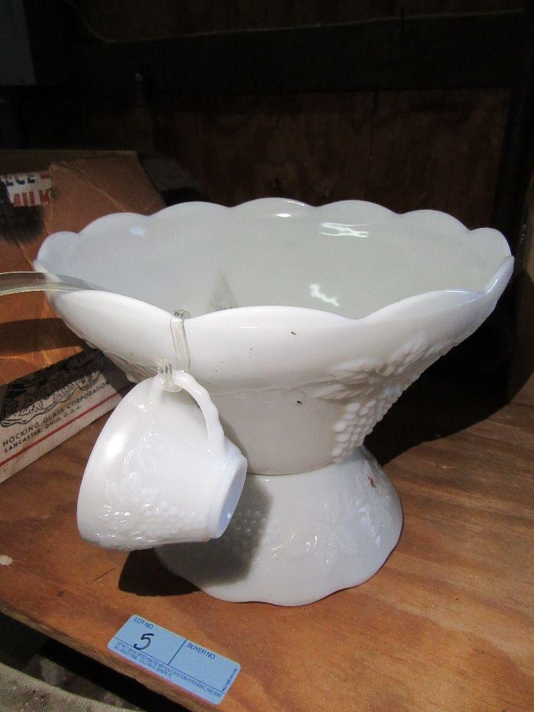 MILK GLASS PUNCH BOWL SET