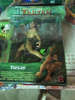 DISNEY TARZAN FIGURE, DISNEY PICTURE ALBUM AND MICKEY MOUSE BEEN TO FACE