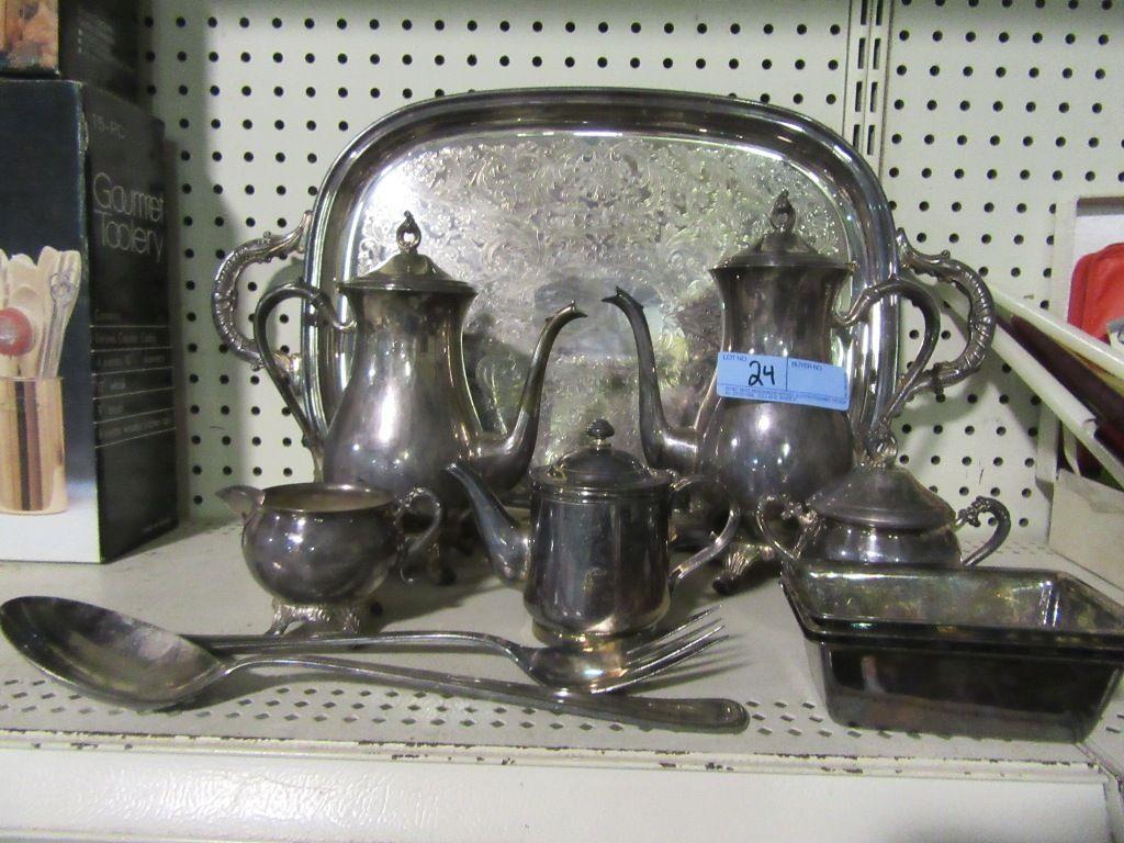 VARIETY OF SILVERPLATE ITEMS