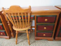 BASSETT FRUITWOOD PAINTED DRAWERS DESK AND CHAIR. MATCHES LOTS 14 & 15