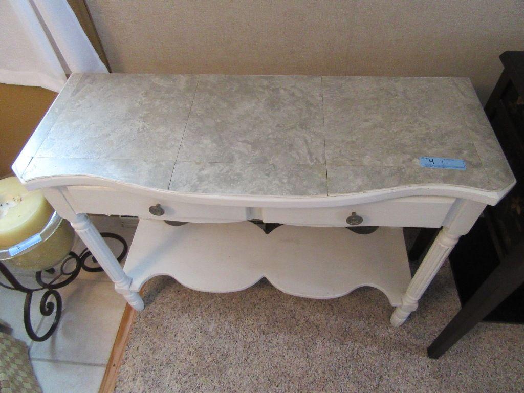 HOMEMADE PAINTED WHITE SOFA TABLE