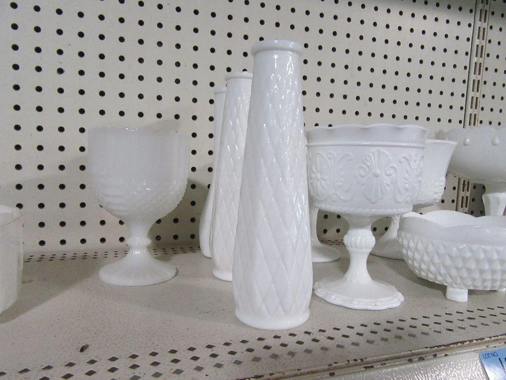 ASSORTED MILK GLASS PIECES