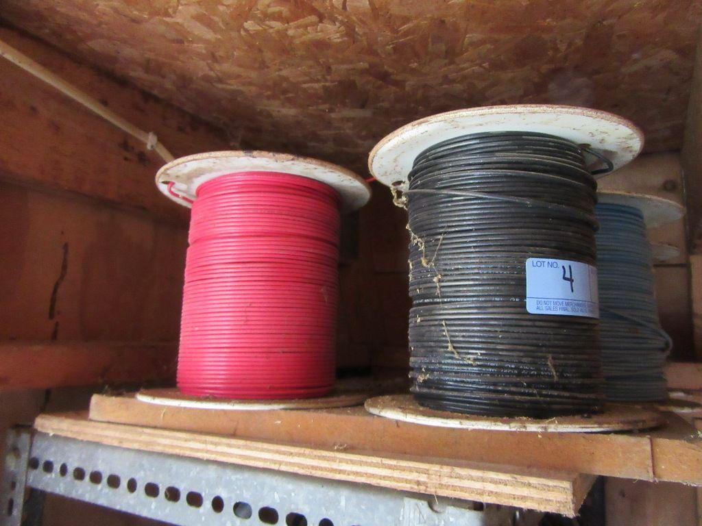 4 SPOOLS OF WIRE EXTENSION CORD & OTHER WIRE