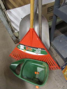 RAKE, SHOVEL, SCOTTS HAND FEEDER, ETC