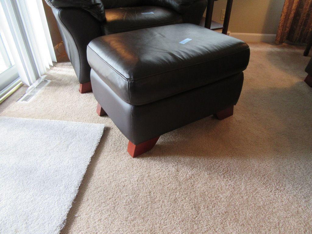 BROWN FAUX LEATHER OTTOMAN