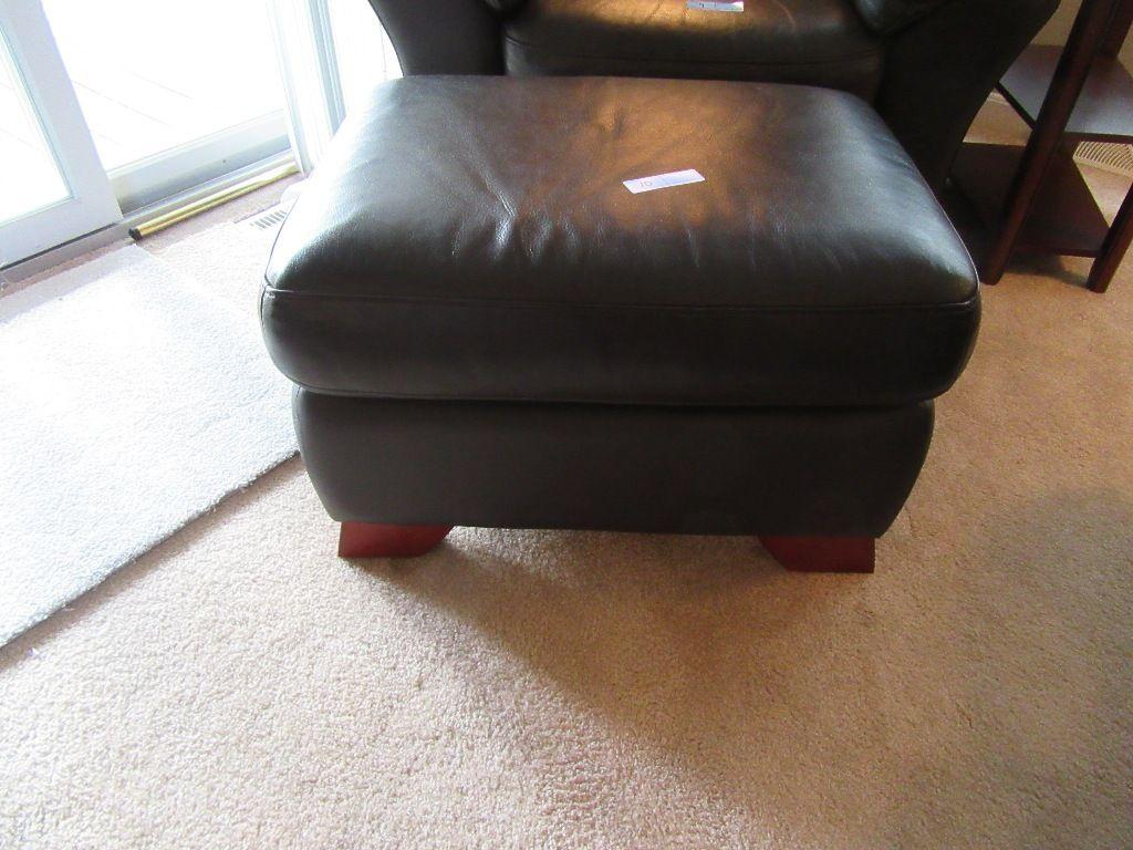 BROWN FAUX LEATHER OTTOMAN