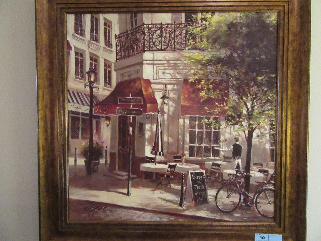 PAIR OF LARGE CAFE PRINTS BY BRENT HEIGHTON. APPROX. 34"X34"