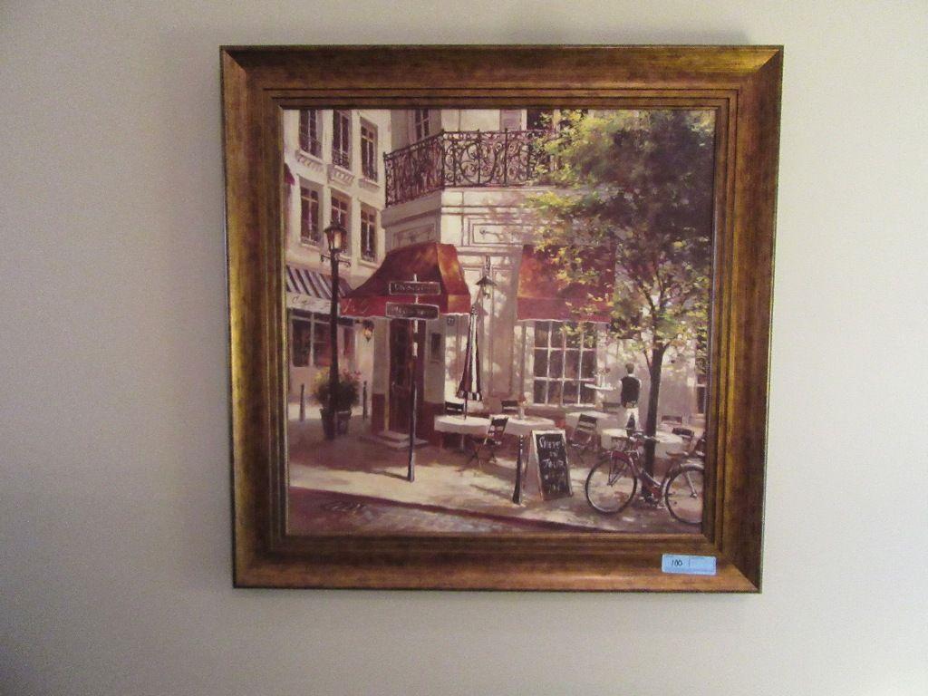 PAIR OF LARGE CAFE PRINTS BY BRENT HEIGHTON. APPROX. 34"X34"